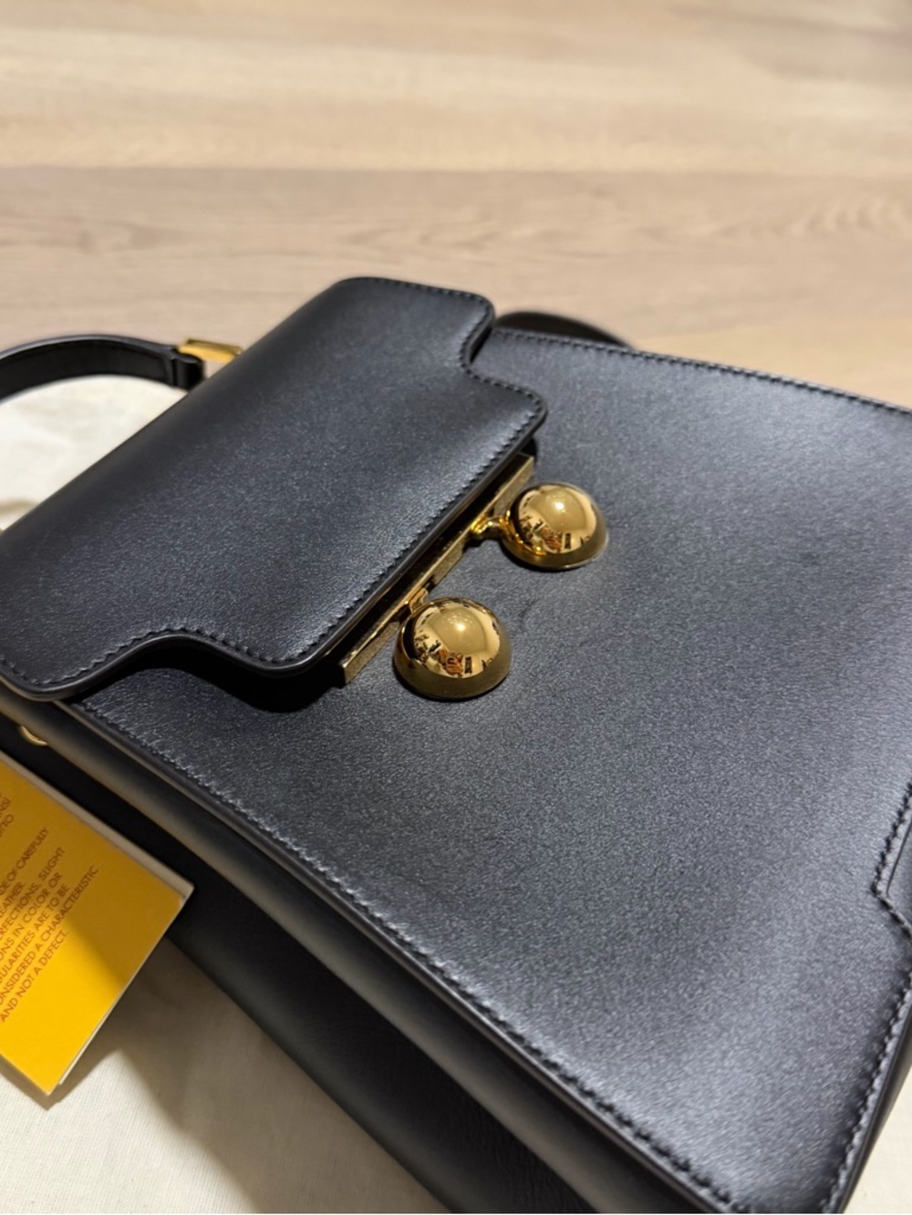 Marni Black Trunkaroo Leather Mini Backpack with Gold Hardware - Picture 8 of 13